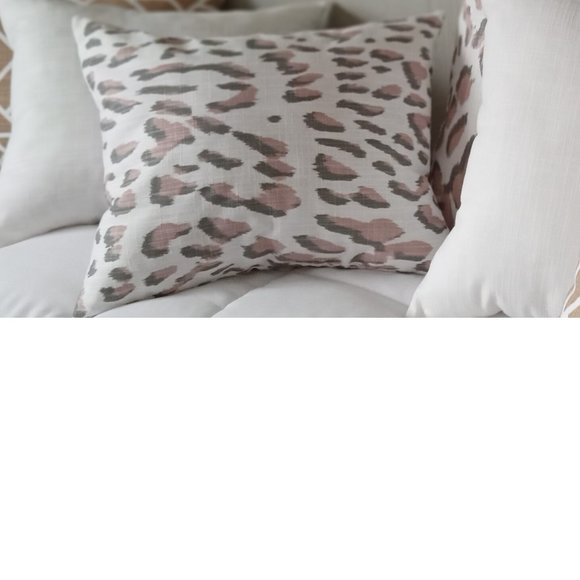 Rose Gray Leopard Print Accent Pillow - 100% Cotton - 11"x9.5" - Picture 2 of 7